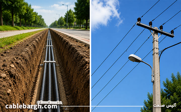 فرق کابل زمینی و هوایی